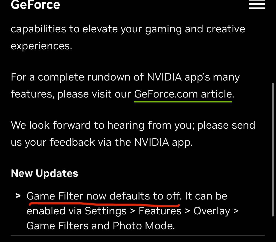英伟达APP更新 禁用游戏滤镜修复游戏性能问题