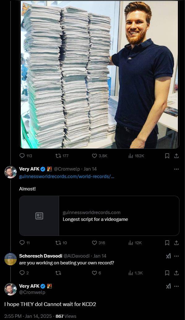 天国:拯救2即将发售,剧本长度惊人挑战吉尼斯世界纪录!