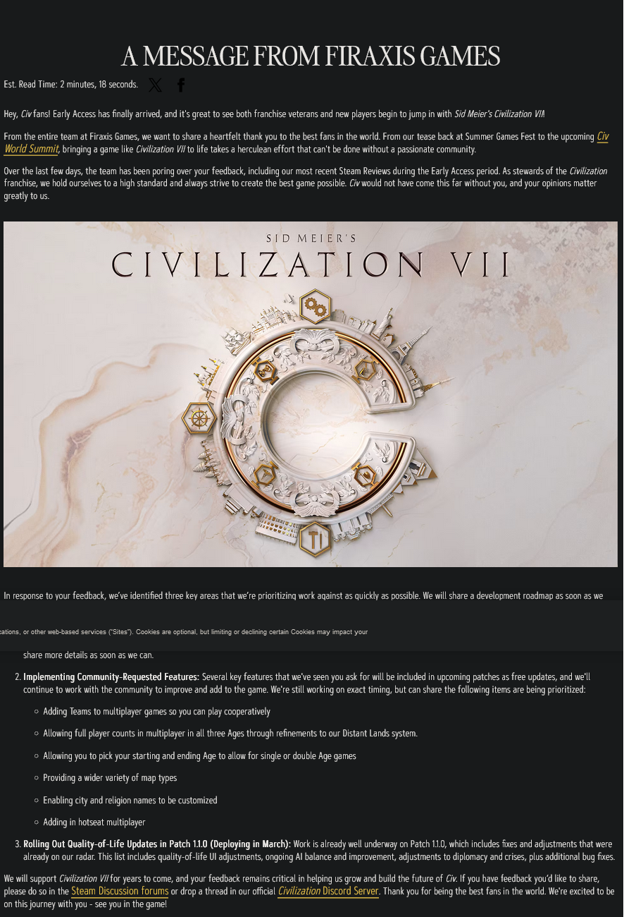 《文明7》Steam褒贬不一 官方确认将重点改进UI