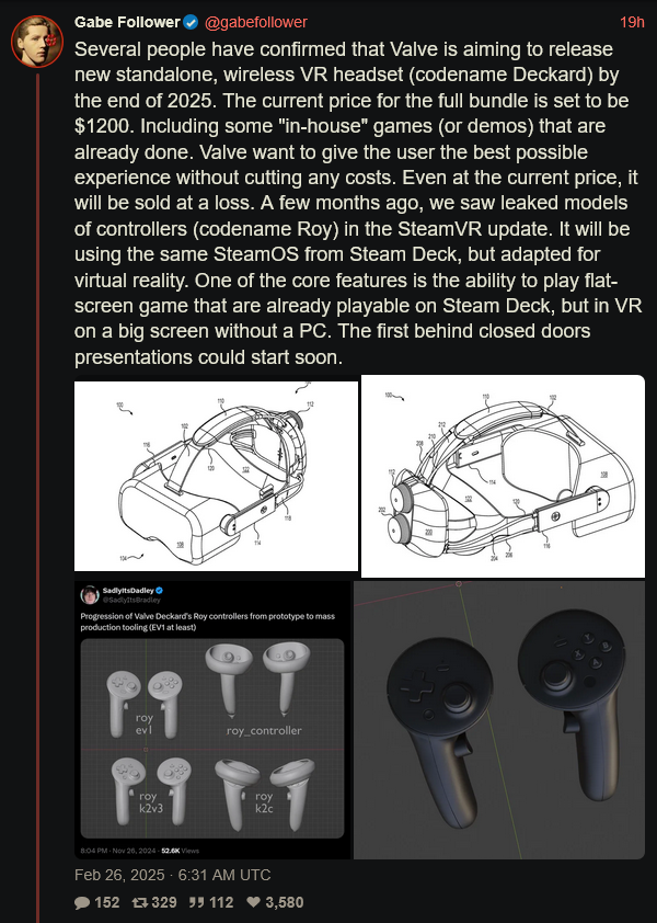 传V社计划于今年内推出新VR头显 售价1200美元