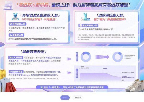 淘宝推出“高退款人群屏蔽功能”，仅对天猫、淘宝服饰行业商家开放